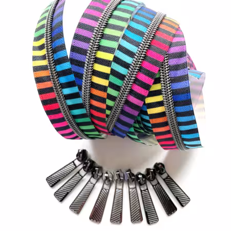 Color Stripes Gunmetal Zipper Pack