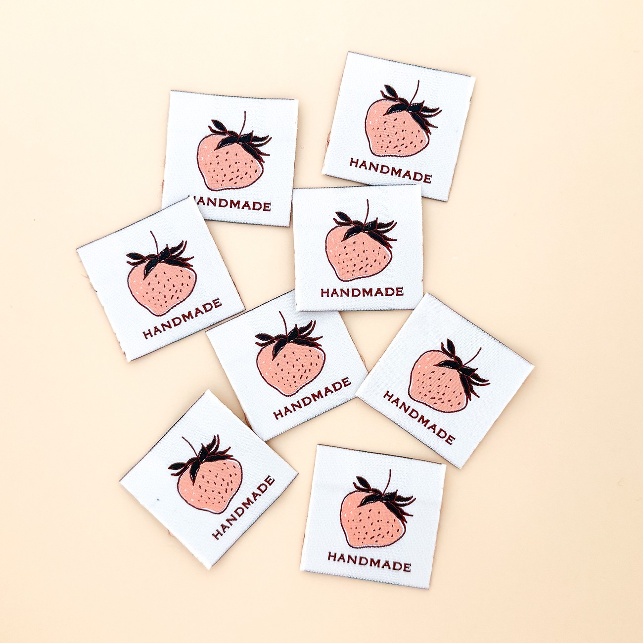 Peach Berry Woven Labels 8pk