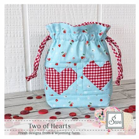 Two of Hearts Drawstring Bag