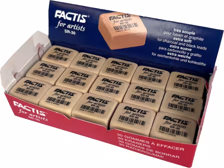 Factis Latex Free Gum Erasers 1in x 1in Box of 30