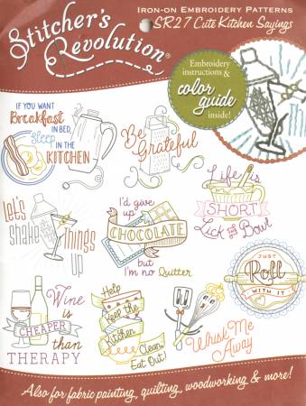 Stitcher's Revolution Cute Kitchen Sayings Iron-On Transfer Patterns for  Embroidery, red