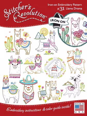 Stitcher's Revolution Embroidery Transfer Pattern - Llama Drama