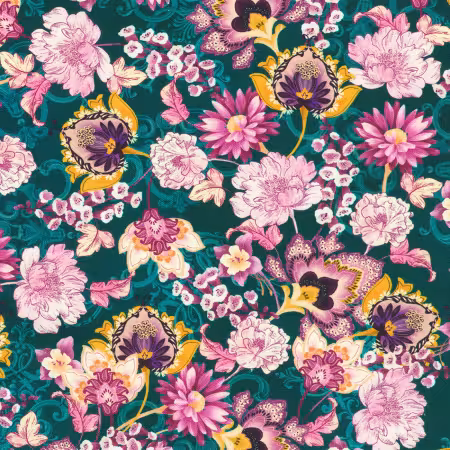 Tossed Floral Teal