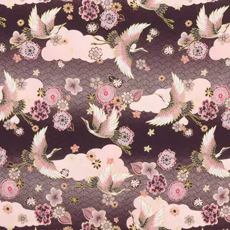 Cranes, Plum Blossoms, Waves Plum