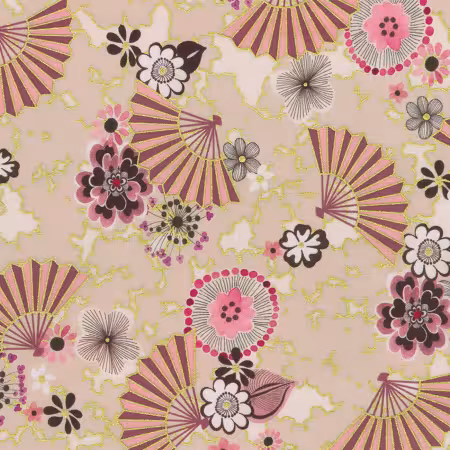 Flowers, Folding Fans Parchment