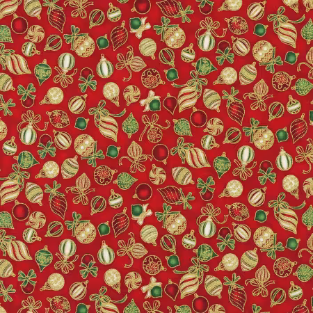 Ornaments Red Christmas w/Metallic Christmas