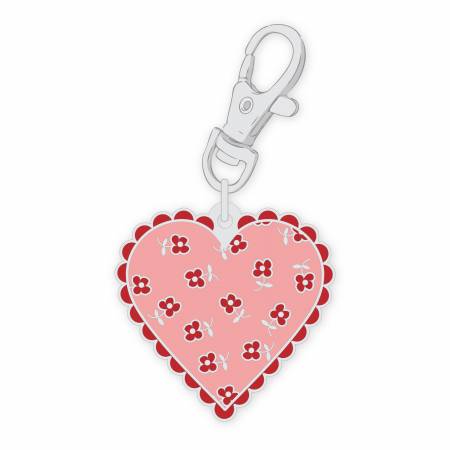 Lori Holt Bee Dots Heart Enamel Happy Charm