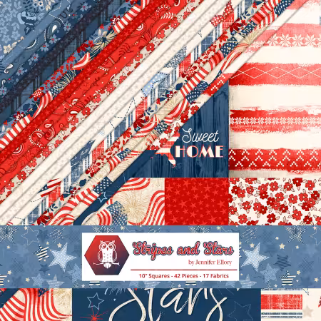 10in Squares Stripes and Stars 42pcs