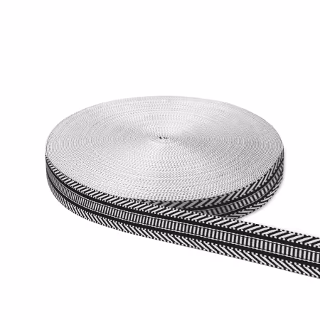Railroad Track Black/White Webbing 1-1/2in x 50yd