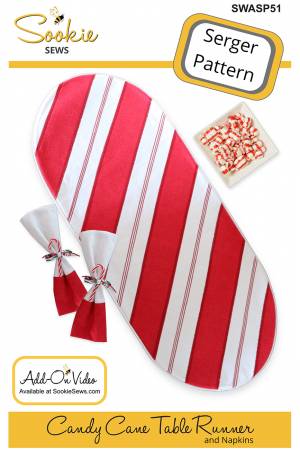 Candy Cane Table Runner & Napkins Serger Pattern