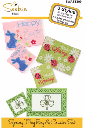 Spring Mug Rug & Coaster Set In-the-Hoop