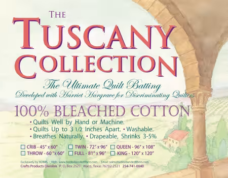 Batting Tuscany Bleached Cotton 60in x 60in Throw