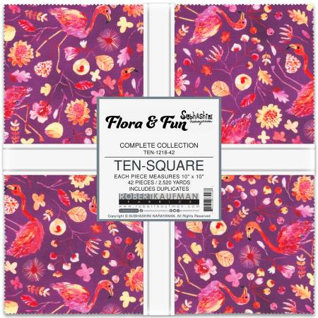 10in Squares Flora and Fun, 42pcs/bundle