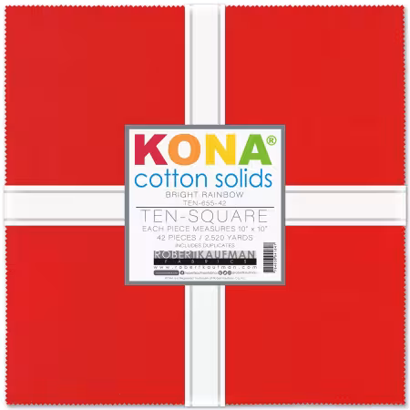 10in Squares, Kona Cotton Solids Bright Story, 42pcs/bundle