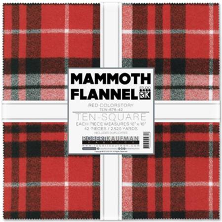 10in Squares Mammoth Flannel Red, 42pcs/bundle