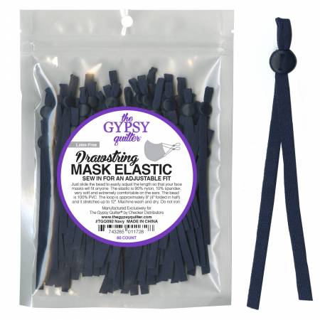 Drawstring Mask Elastic Navy 8in 60ct