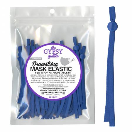 Drawstring Mask Elastic Royal 8in 60ct