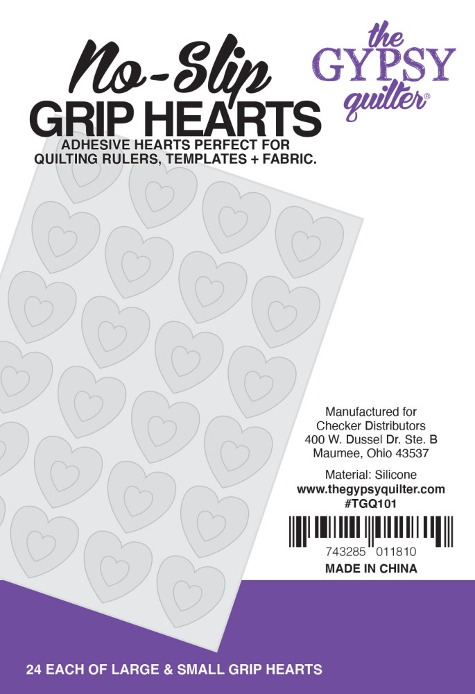 The Gypsy Quilter Stuck On You Grip Hearts TGQ101 retail pack