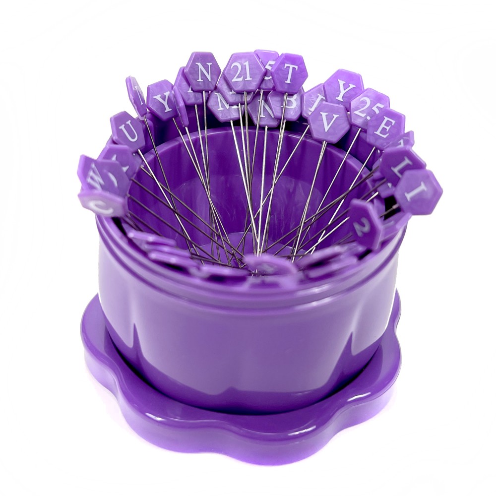 The Gypsy Quilter large Gypsy Purple magnetic pin cup holding long quilting pins upright TGQPH007