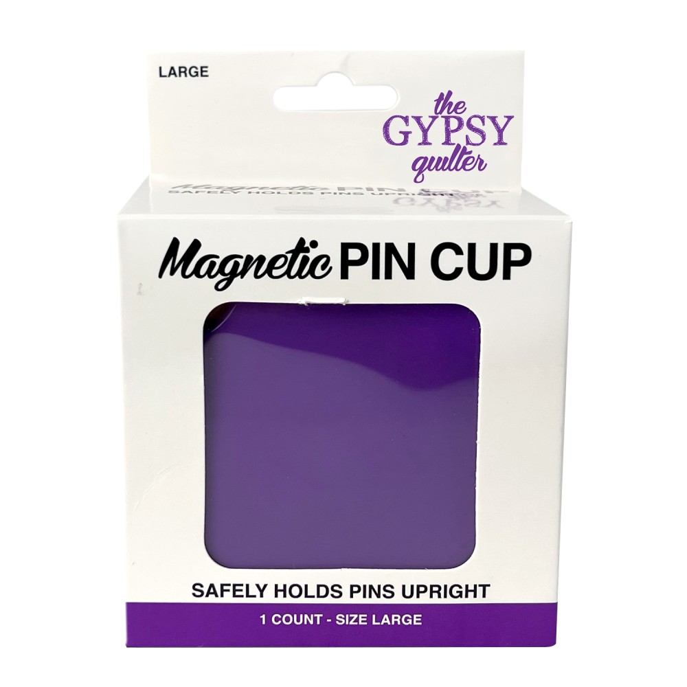 The Gypsy Quilter large Magneto Pin Cup in Gypsy Purple retail packaging TGQPH007