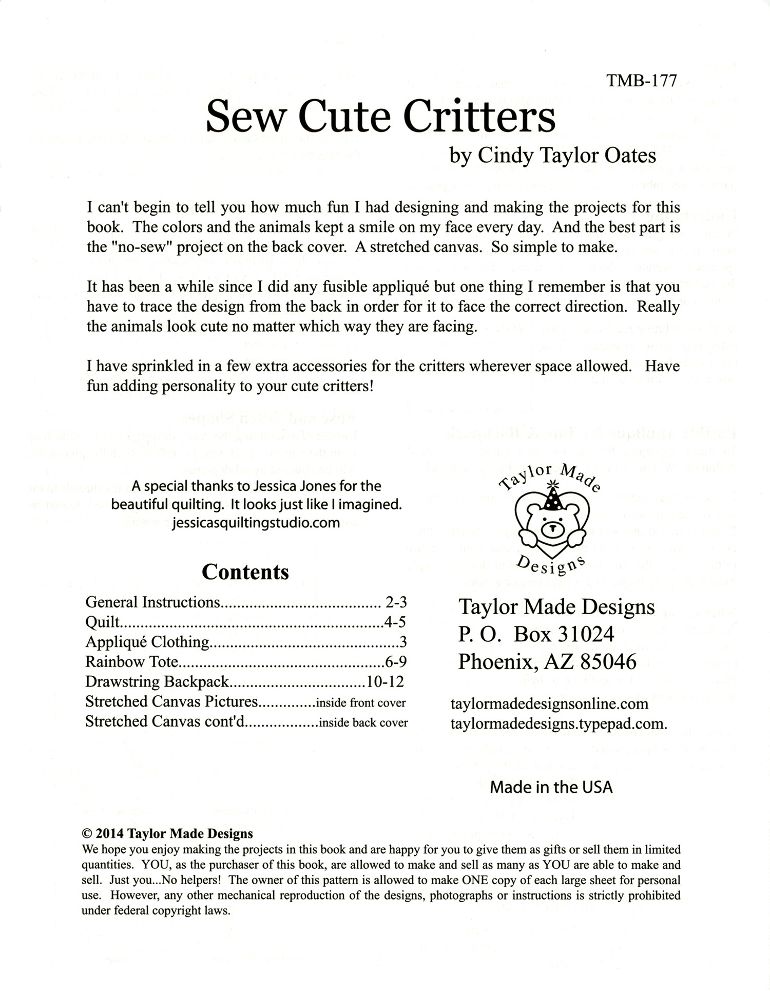 Sew Cute Critters By Taylor Oates, Cindy
