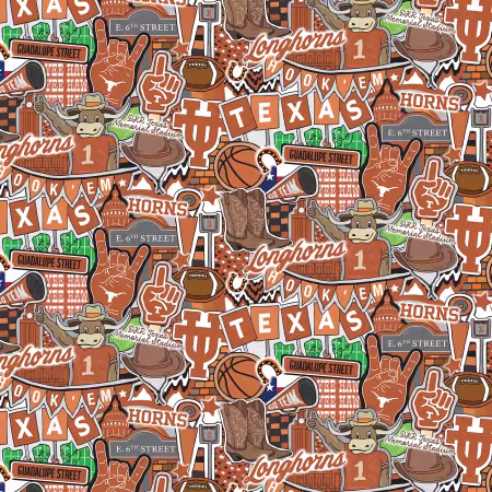 NCAA-Texas Doodle Allover cotton