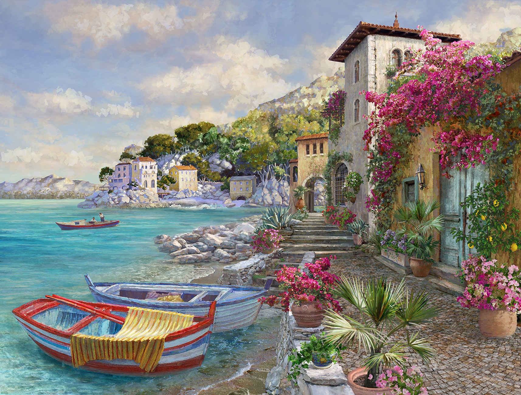 Impressionist Mediterranean Escape 33in x 43in 