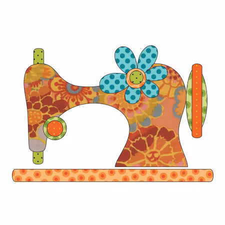8in x 5 1/2in Vintage Stitches Orange Small Applique