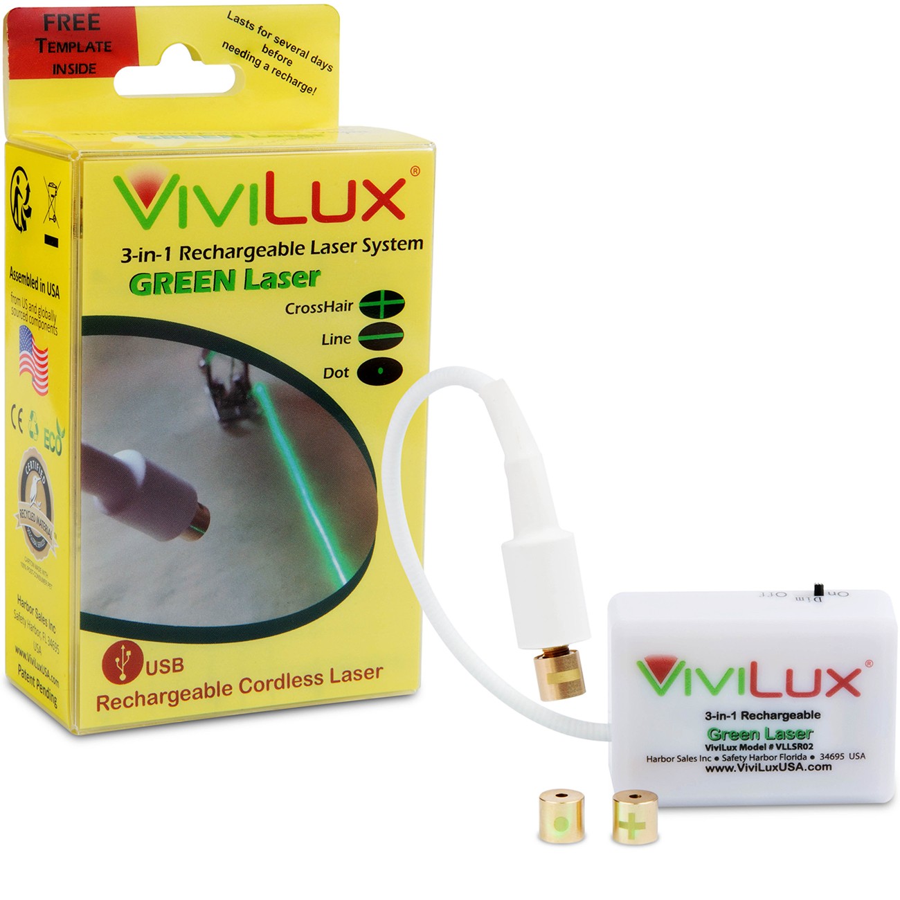 ViviLux 3 In 1 Rechargeable Green Laser System with US Plug