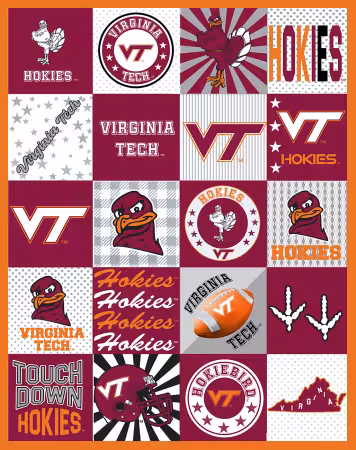 Virginia Tech T-Shirt Minky Panel, 60in x 60in