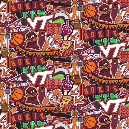 NCAA-Virginia Tech Doodle Allover cotton