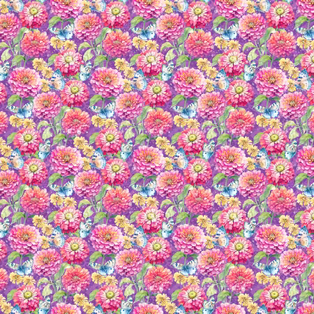 Flowers & Butterflies Purple