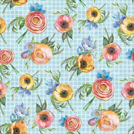 Floral Toss Blue