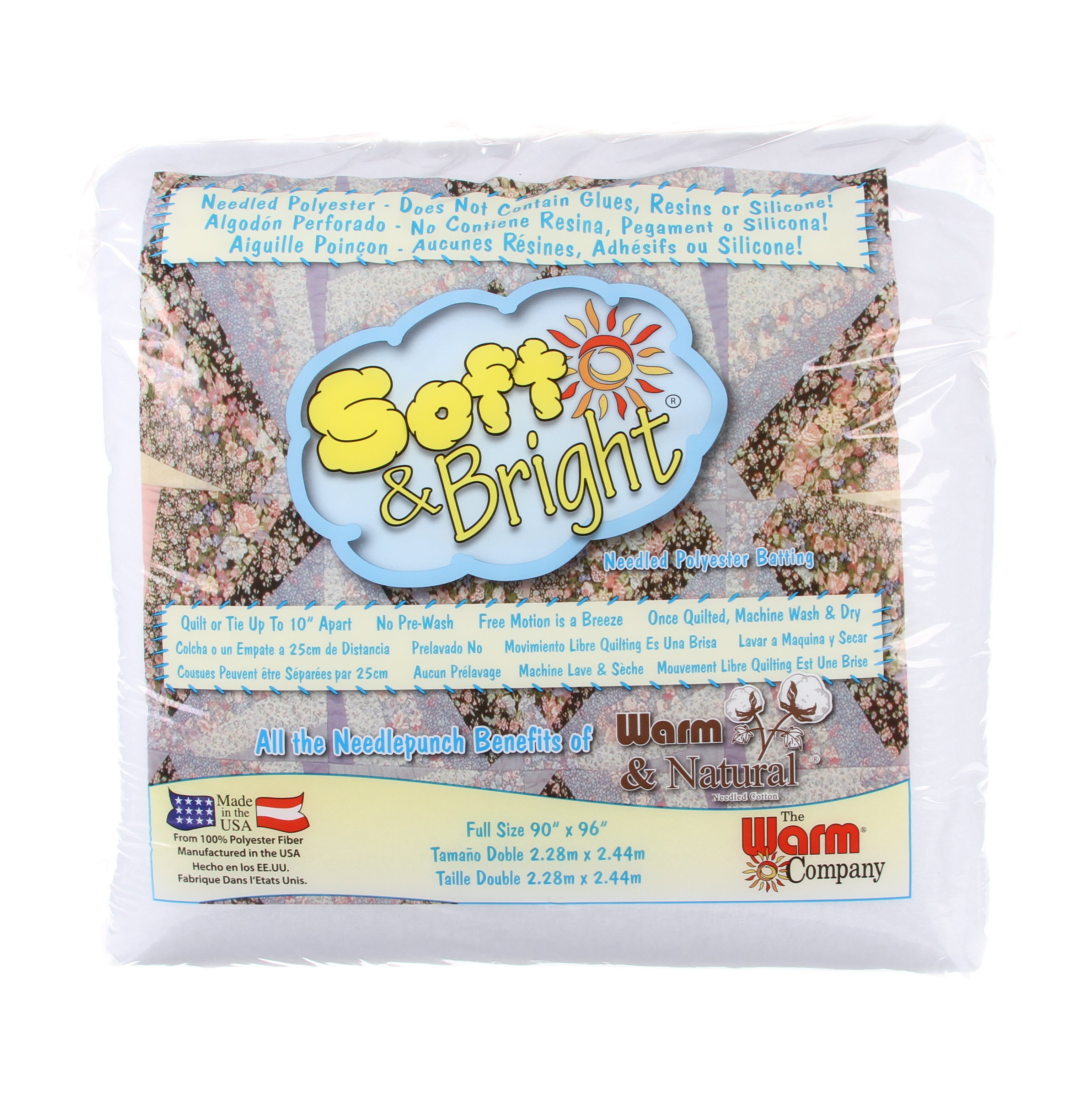 Batting Soft & Bright Polyester 4oz 90in x 96in