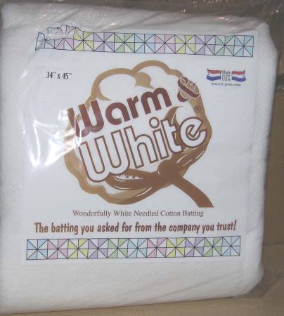 Batting Warm & White Cotton 34in x 45in