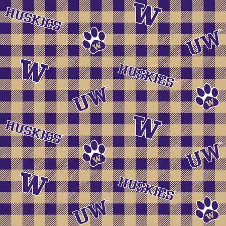 NCAA-Washington Huskies Buffalo Plaid Cotton