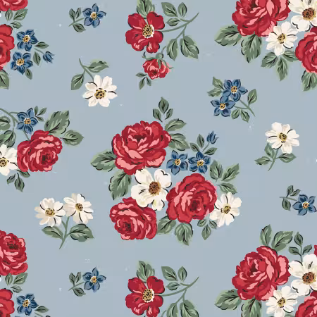 Independence 107/108in Wide Back Floral Blue