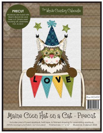 Maine Coon Hat on a Cat Precut Fused Applique Pack