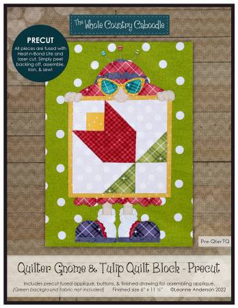 Quilter Gnome & Tulip Quilt Block Precut Fused Applique Pack