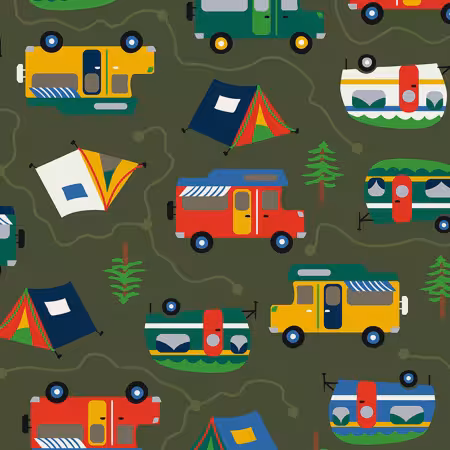 Olive Gone Camping Anti-Pill Winter Fleece Print