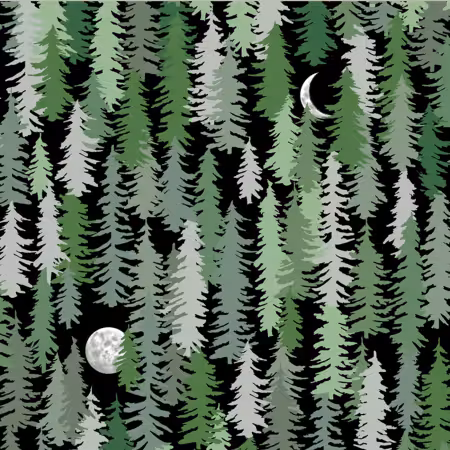 Black Midnight Pines Anti-Pill Winter Fleece Print
