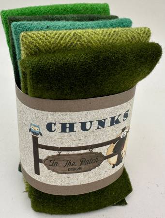 Green Wool Chunks 5pc 9in x 10in