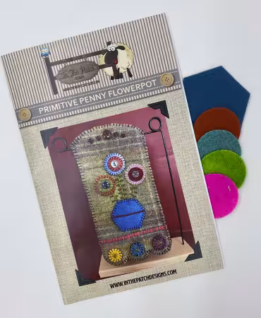 Primitive Penny Flower Pot Mug Rug Kit