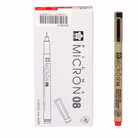 Pigma Micron Pen Red .50mm Size 08