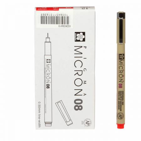 Pigma Micron Pen Red .50mm Size 08