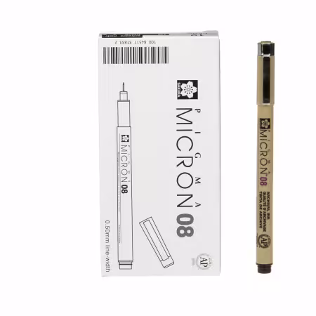 Pigma Micron Pen Black .50mm Size 08
