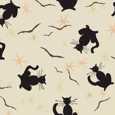 Cream Halloween Black Cats