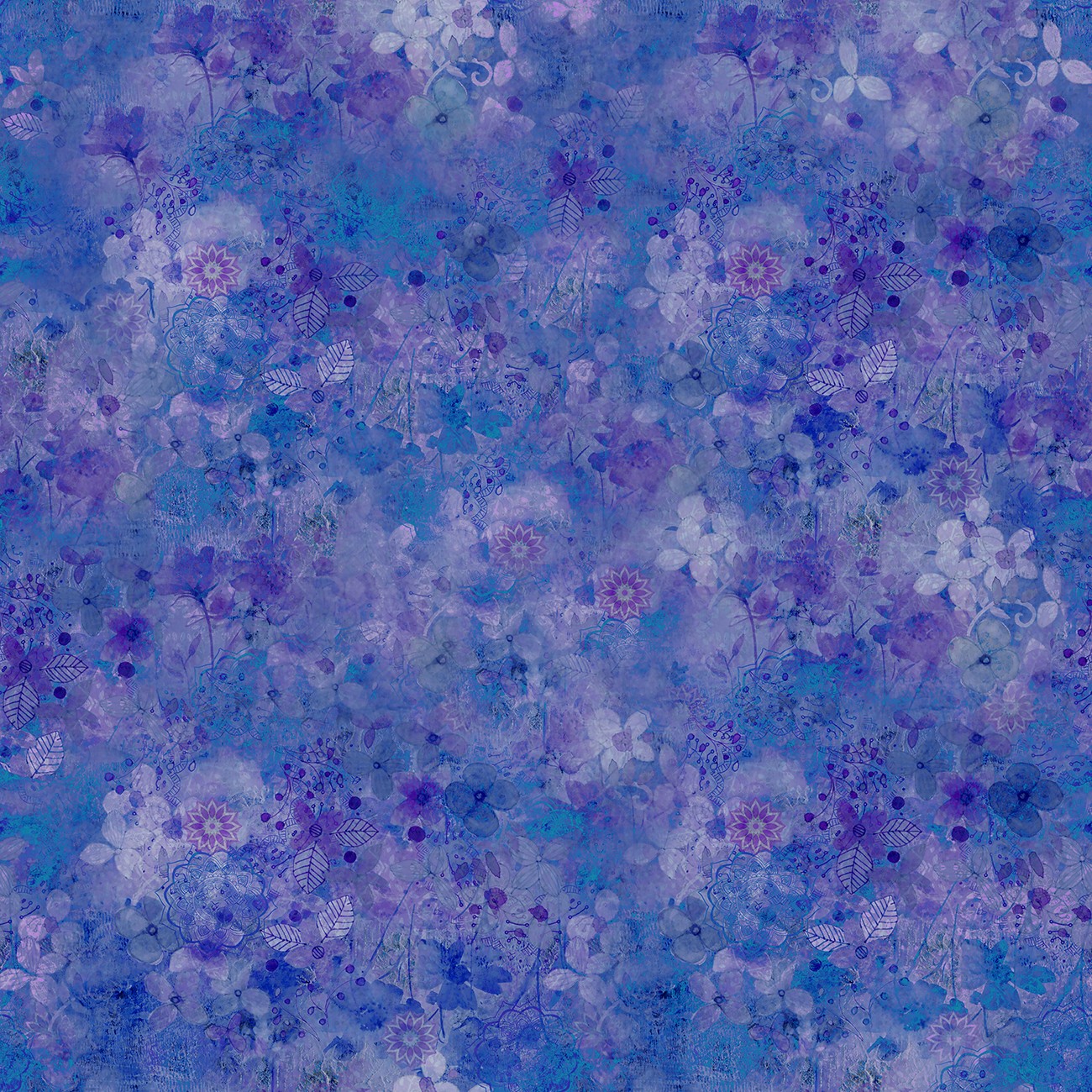 Blue Zen Digital Floral By Zipkin, Sue