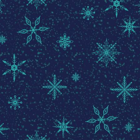 Navy Blue Snow Drift Digital Snowflakes Christmas By Zindell, Michael