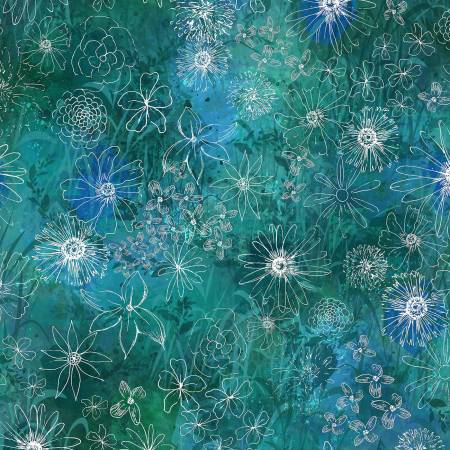 Teal Midnight Dreams Digital Meadow